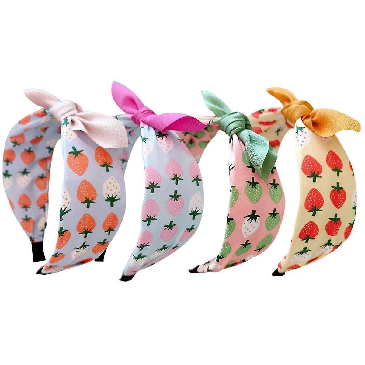 4-Piece Bow Headband Set for Women, Soft Fabric, Various Colors, Ideal for Casual and Formal Occasions