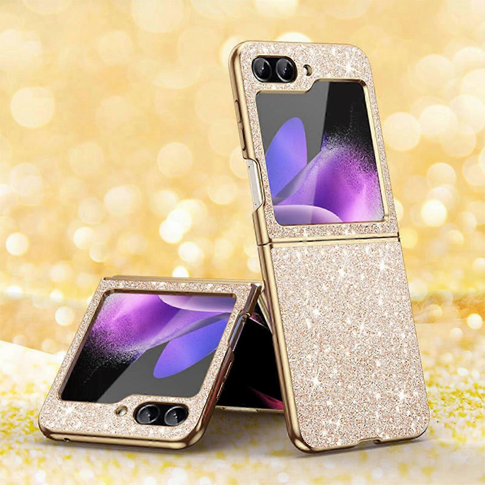 Glitter Case For Samsung Galaxy Z Flip 5, PU Leather Case Z Flip 5, Shockproof Protective Case For Samsung Z Flip 5