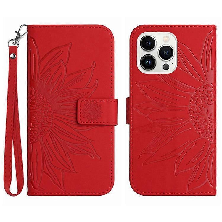 HT04 Compatible For iPhone 16 Pro Max Case Sunflower Leather Handbag Flip Phone Cover