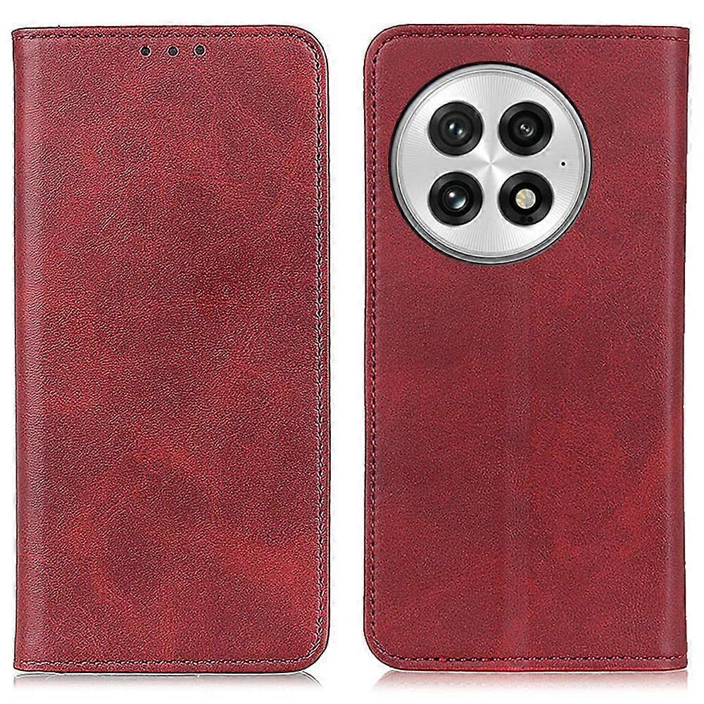 For OnePlus 13 Case Split Leather Flip Wallet Phone Cover-Red
