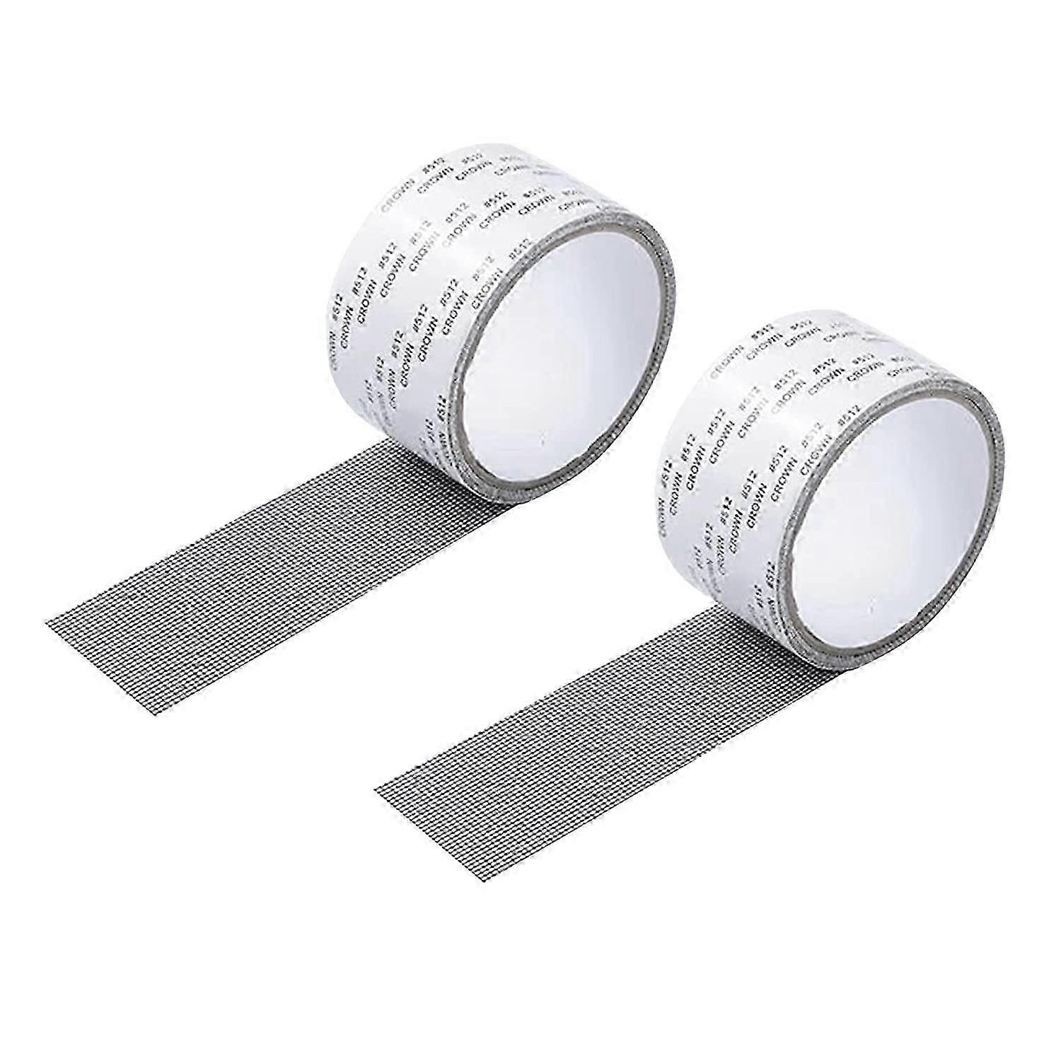 Réparation de fenêtre Ruban adhésif Écran Patch Kit de réparation Ruban adhésif en fibre de verre Réparation de porte, 2Pcs (Noir)