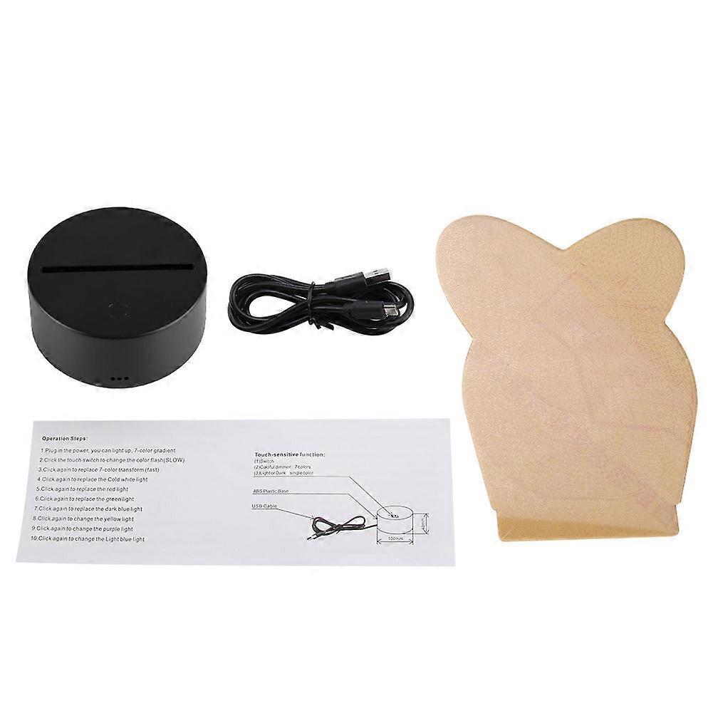 USB 3D Night Light with Touch Control for Desk and Table Lighting, Adjustable Brightness, LED, Modern Design, Home Decor