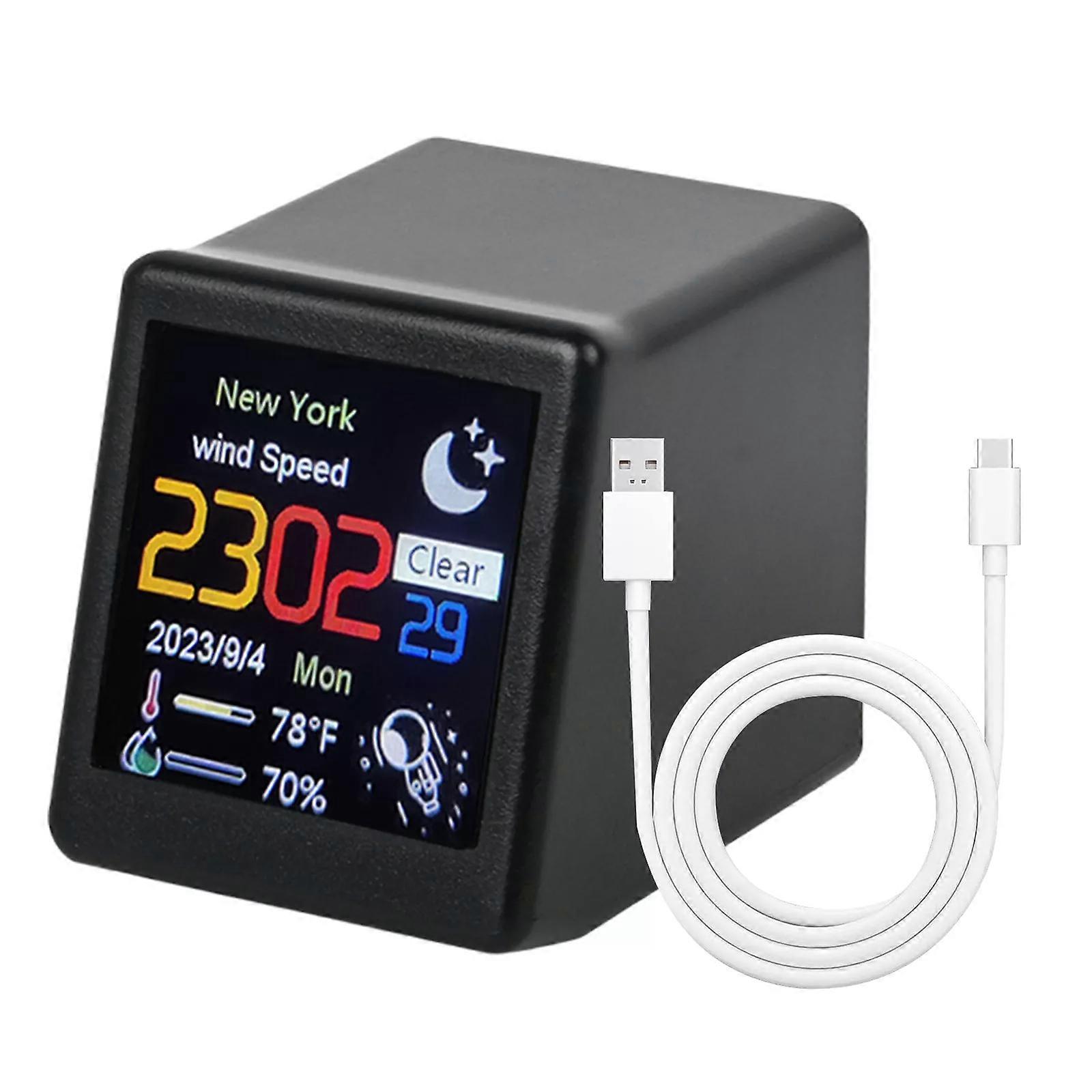 Mini_Smart Clock WIFI Weather Station Clock Portable Desktop Decoration DIY GIFs