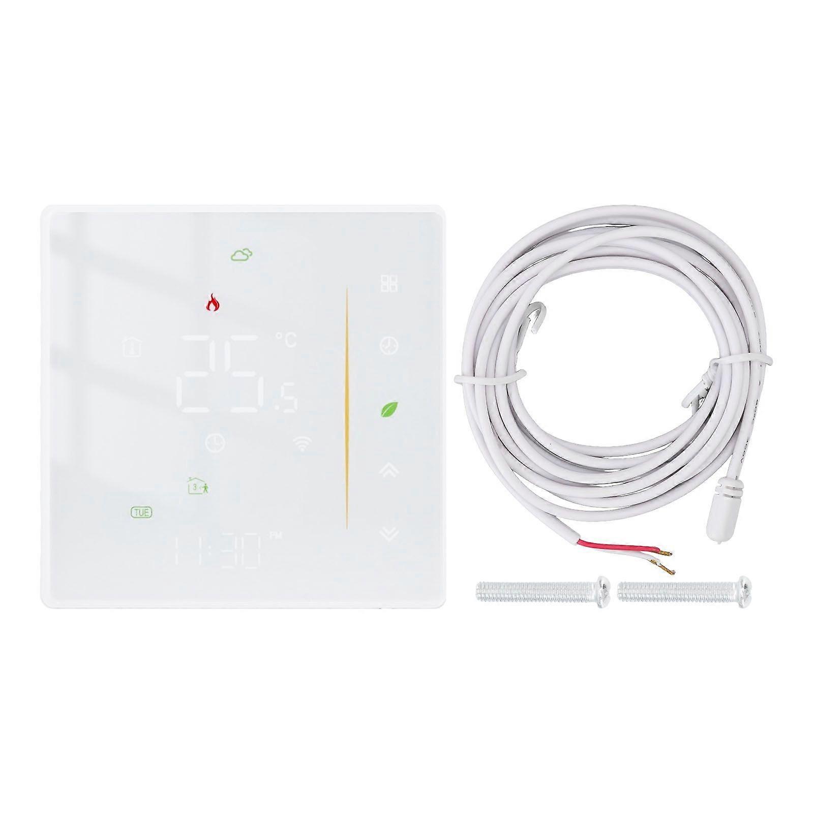 Thermostat intelligent domestique Application programmable Commande vocale Contrôleur de température de chauffage au sol électrique pour ZigBee AC 95240V Blanc
