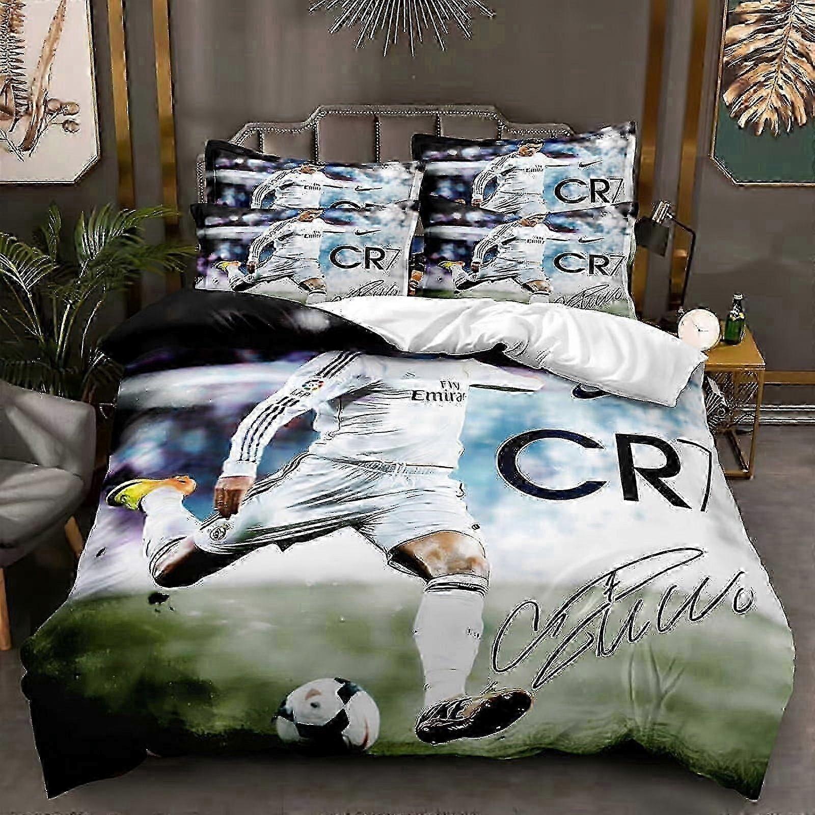 o2487 Lençóis Soccer Superstars roupa de cama conjunto de três peçasimpresso em 3D, leve e confortável capa de edredom fronha de cama (1 capa de edredom e 2
