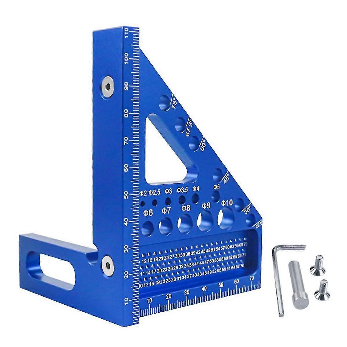 Woodworking Square Protractor, Woodworking Square with Dowel Pins,Aluminum Alloy Miter Triangular Ruler,Angler Scriber B