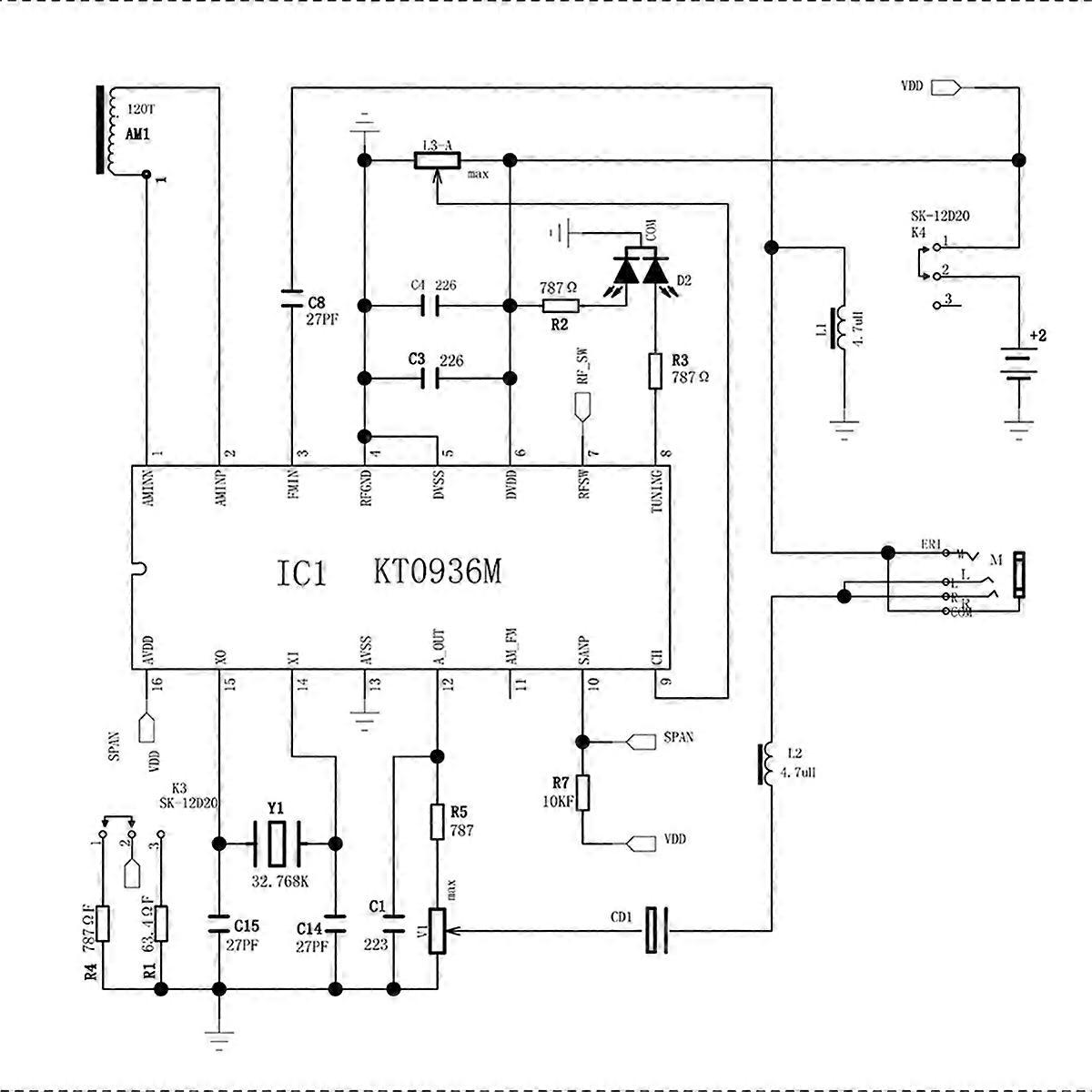 87-108MHz AM/FM Διαμόρφωση συχνότητας μεσαίου κύματος Δύο ζώνες Στερεοφωνικό ψηφιακό κούρδισμα ακουστικών Ραδιόφωνο Κιτ DIY Εξαρτήματα διδασκαλίας