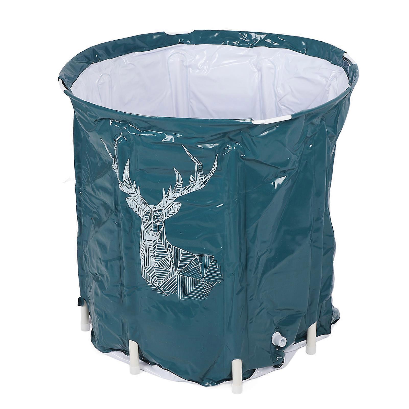 Folding Spa Bath Tub 80L Large Capacity PVC Portable Foldable Soaking Bath Tub with Bracket for Home