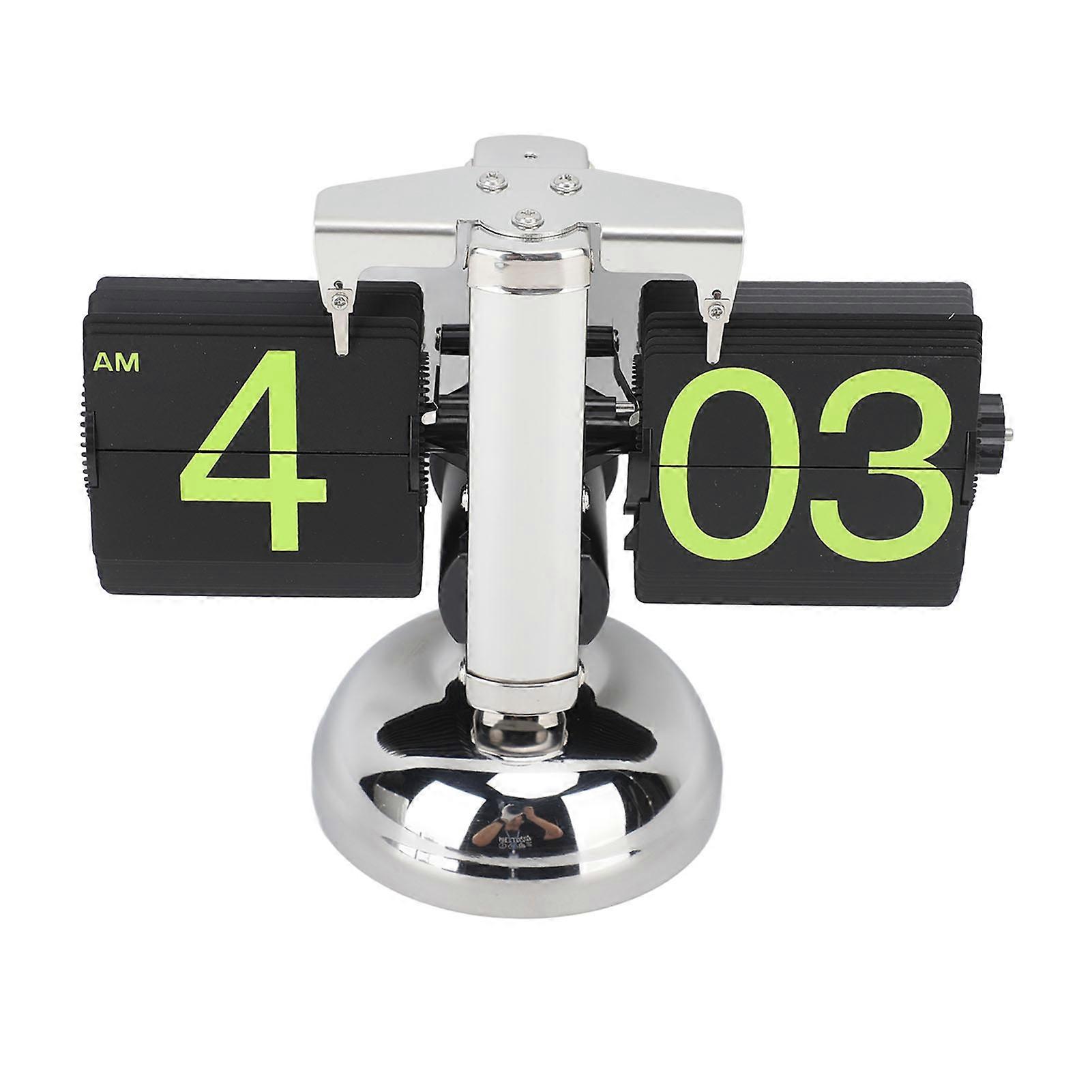 Retro European Digital Flip Clock in 304 Stainless Steel with Green Display for Home or Office