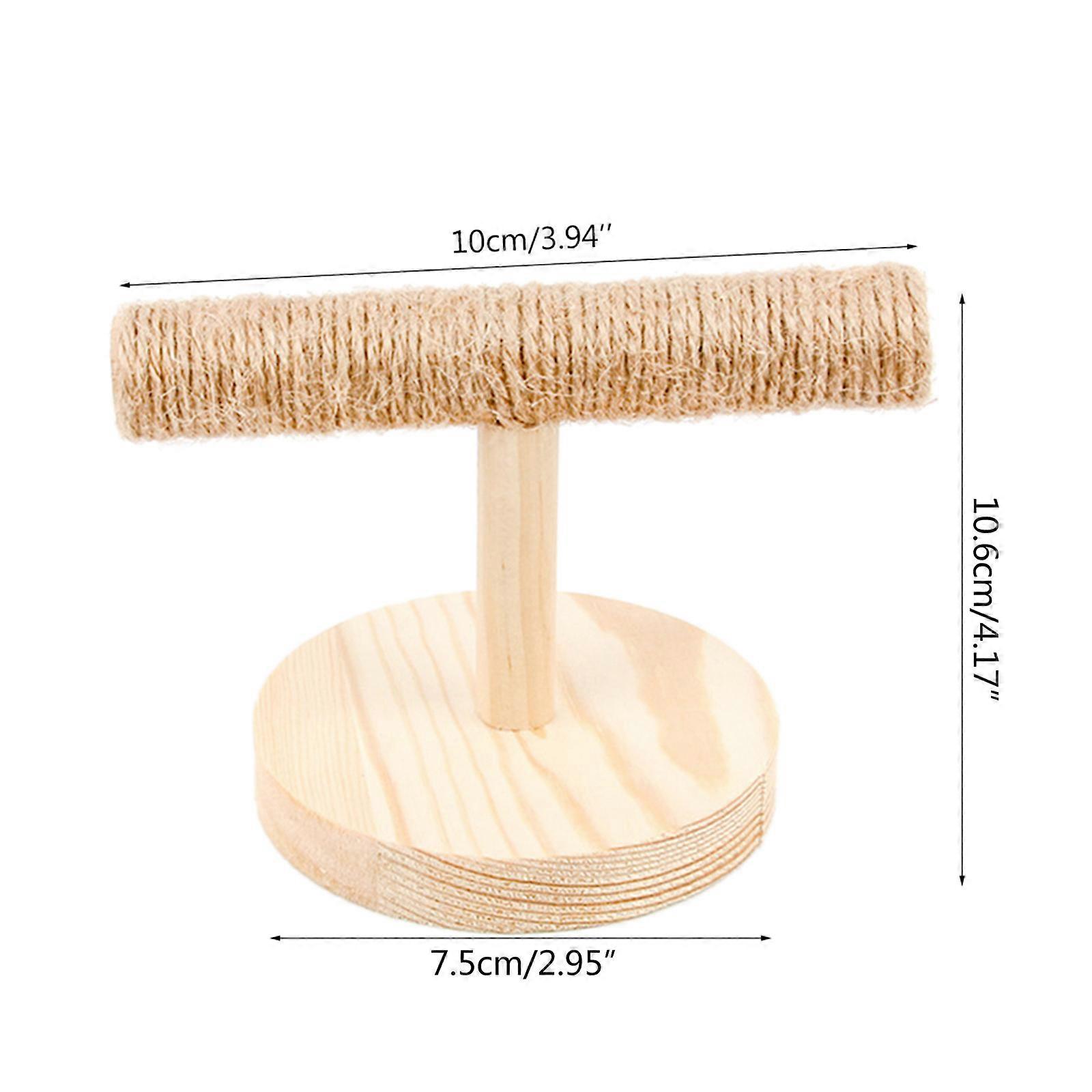 Wood Bird Perch Standing Bar Stand Branch with Base Parrot Grinding Claw Toy Stable Table Scrub Station for Birds Light Yellow