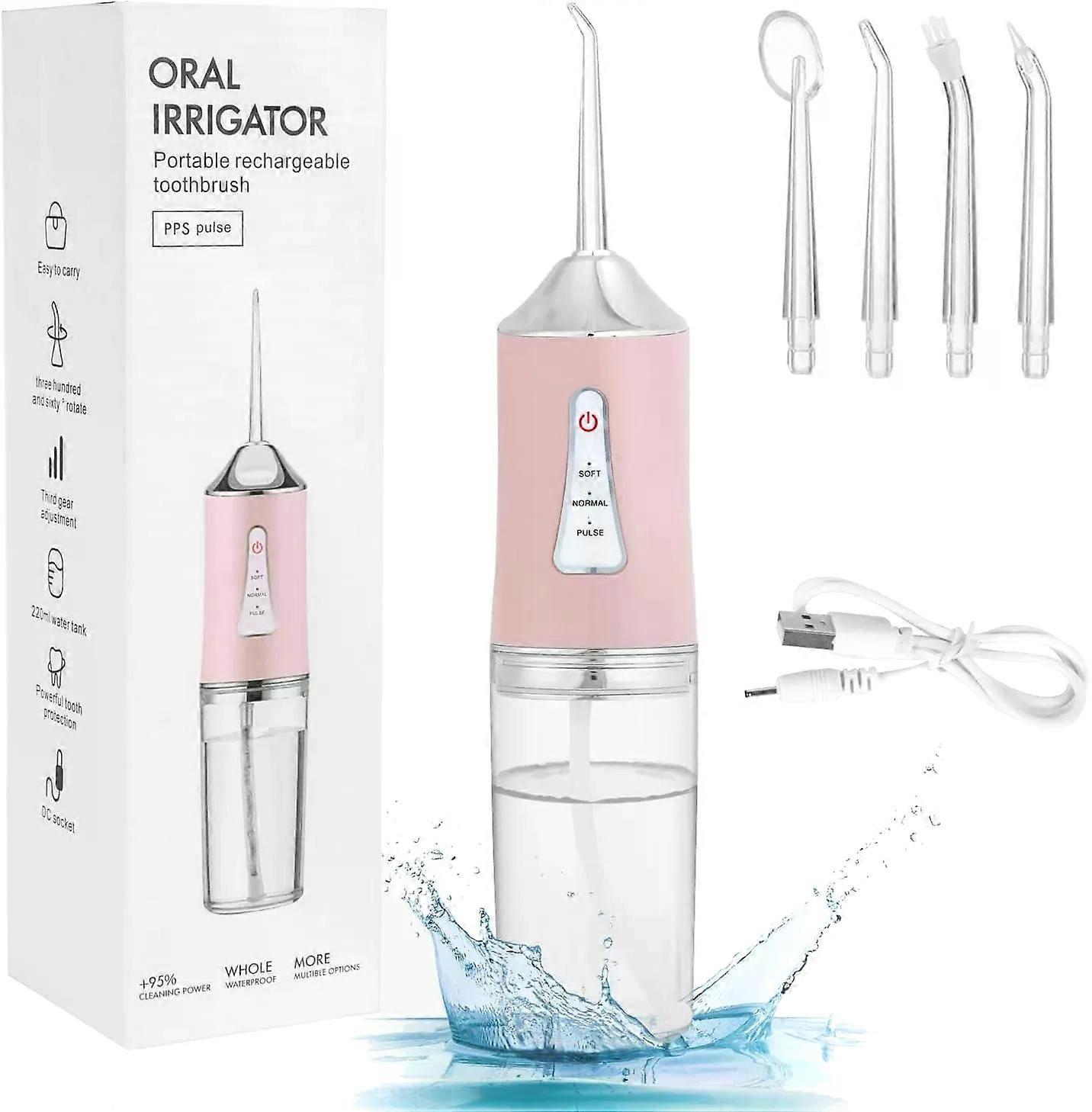 Portable Oral Irrigator Water Flosser 4 Jets 3 Modes Rechargeable Dental Water Jet Irrigator Dental Teeth Cleaner