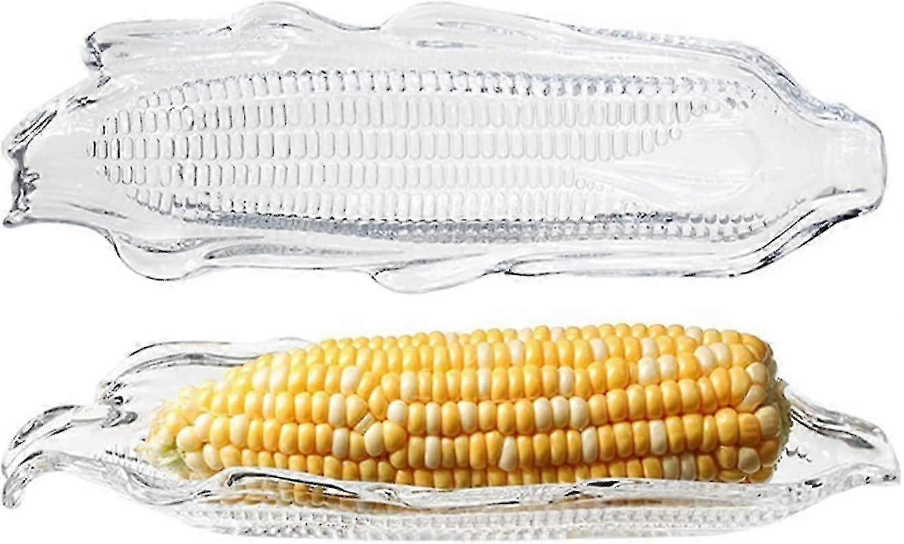2pc Plastic Corn Trays,Transparent Corn Dishes,Corn On The Cob Plastic Tray