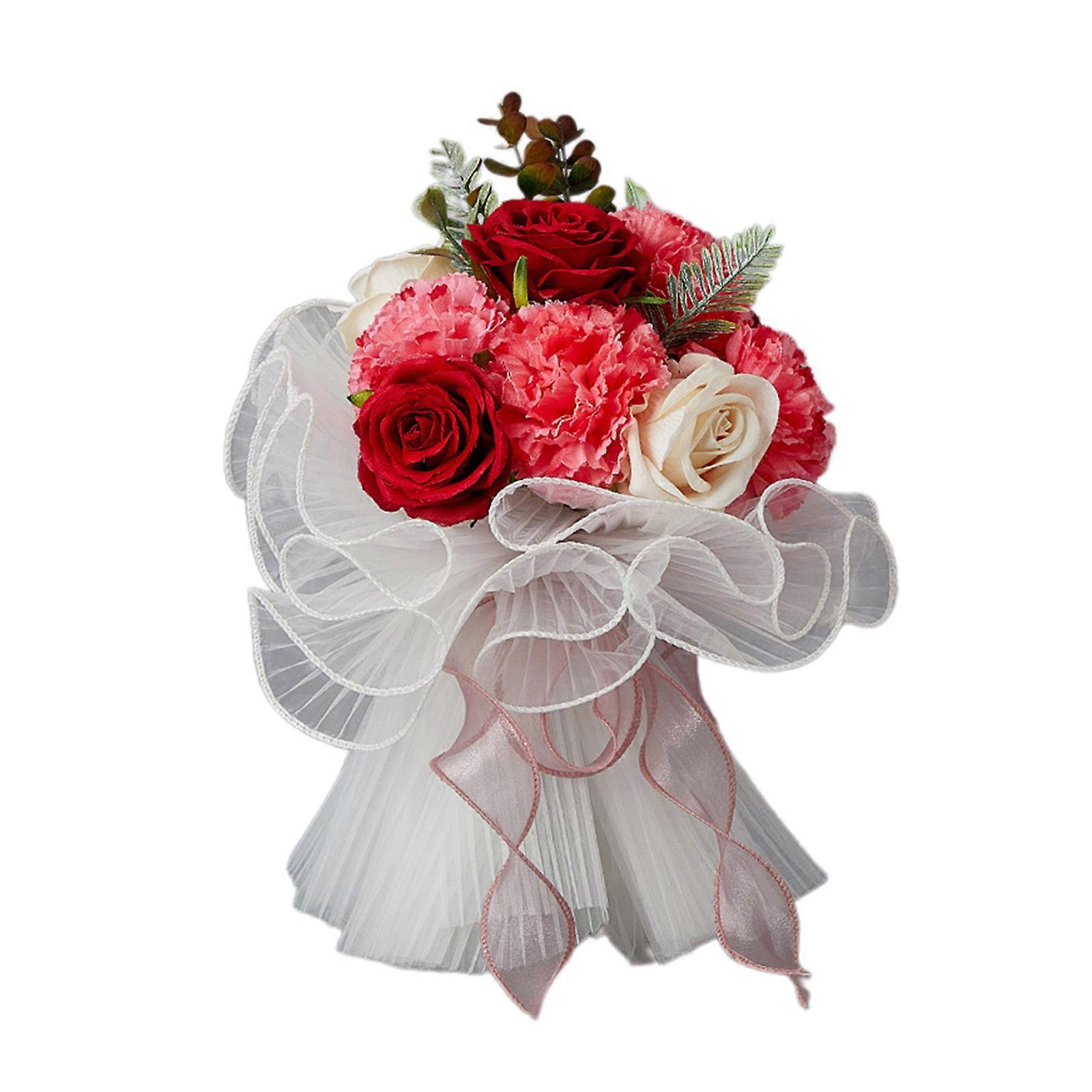 Artificial Flower Bouquets Artificial Flower for Wedding Party, Mother Day, Artificial Bouquets for Photography Props Red