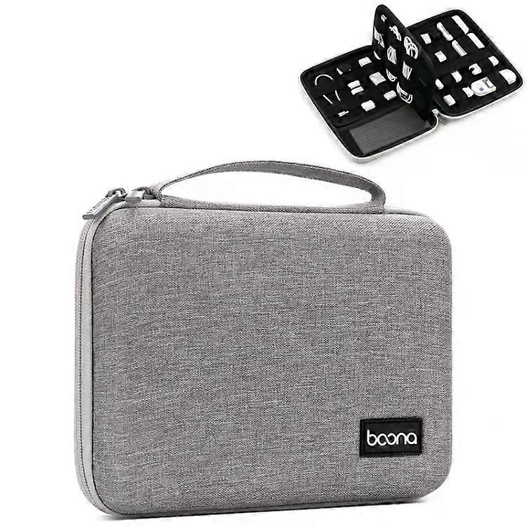 EVA Hard Shell Storage Bag-Multifunctional Double Layer U Disk Case-Grey Grey