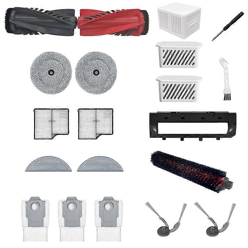 Sweeping Robot Accessories Main Side Brush Cartridge Mopping Cloth Dust Bag Cleaning Fluid for ROBOROCK G30 (Set E)