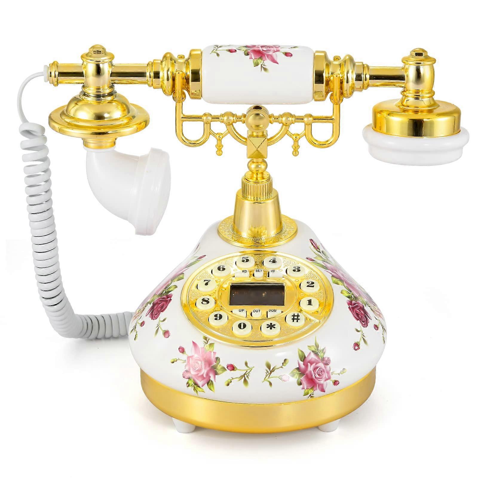 Vintage Landline Phone Antique Telephone Old Fashion Phone with Push Button LCD Display
