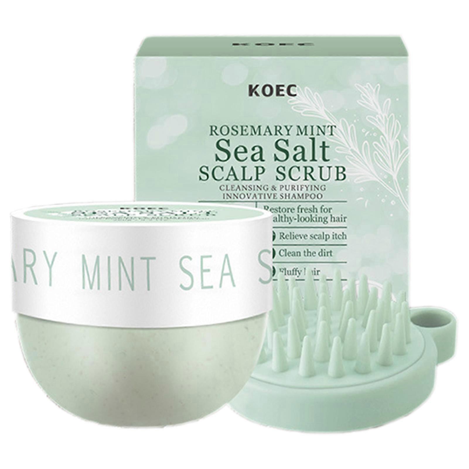 2-in-1 Rosemary Scalp Scrub Shampoo with Massaging Comb, Sea Salt Scalp Scrub Shampoo For All Hair Types