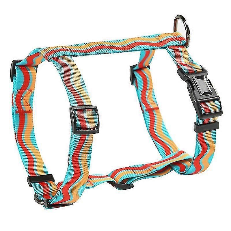 Dodopet H-shaped Pet Harness Colorful Print Dog Vest Strap With D Ring, Size M - Wave