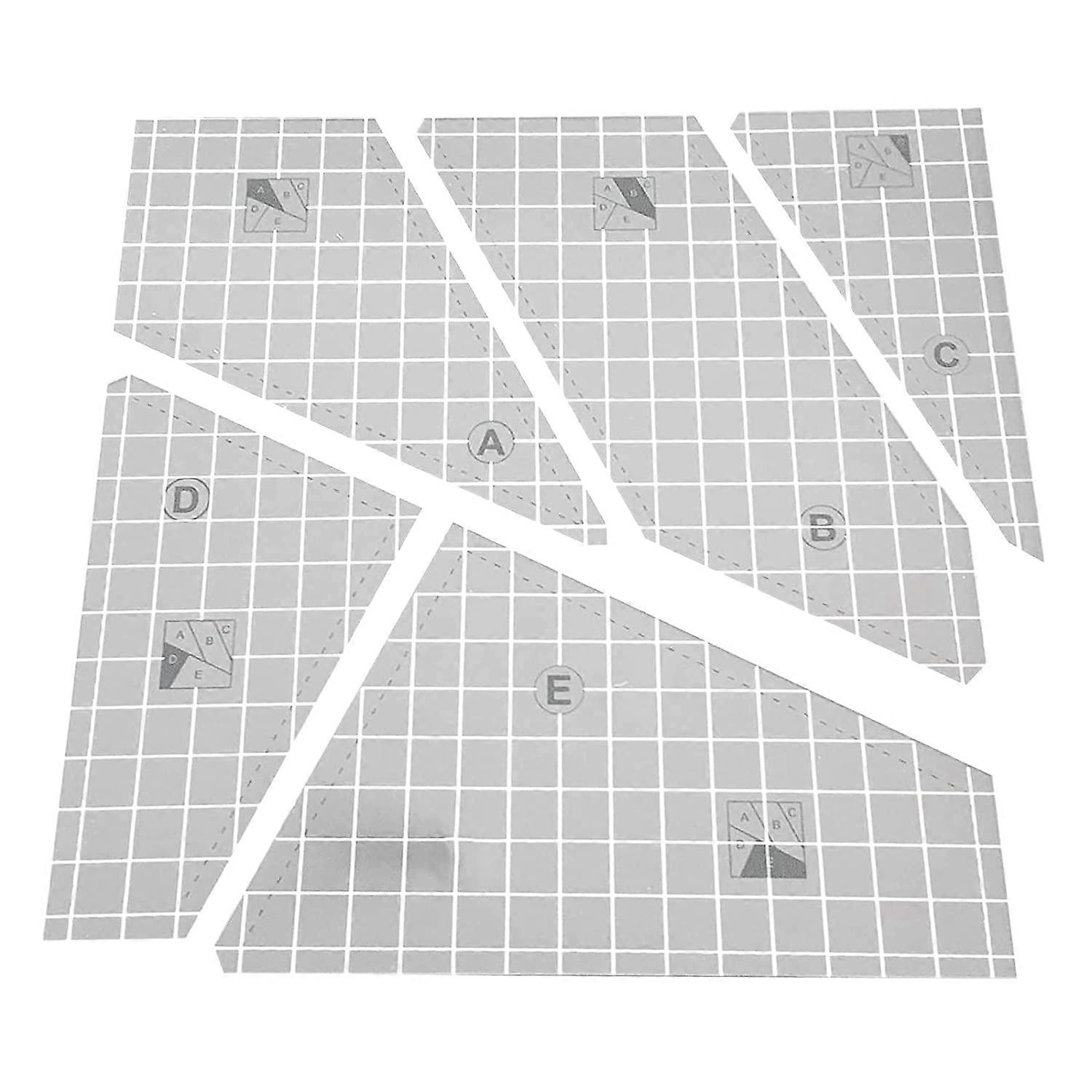 5Pcs Creative Quilting Cutting Template Grids Quilt Ruler Set Acrylic