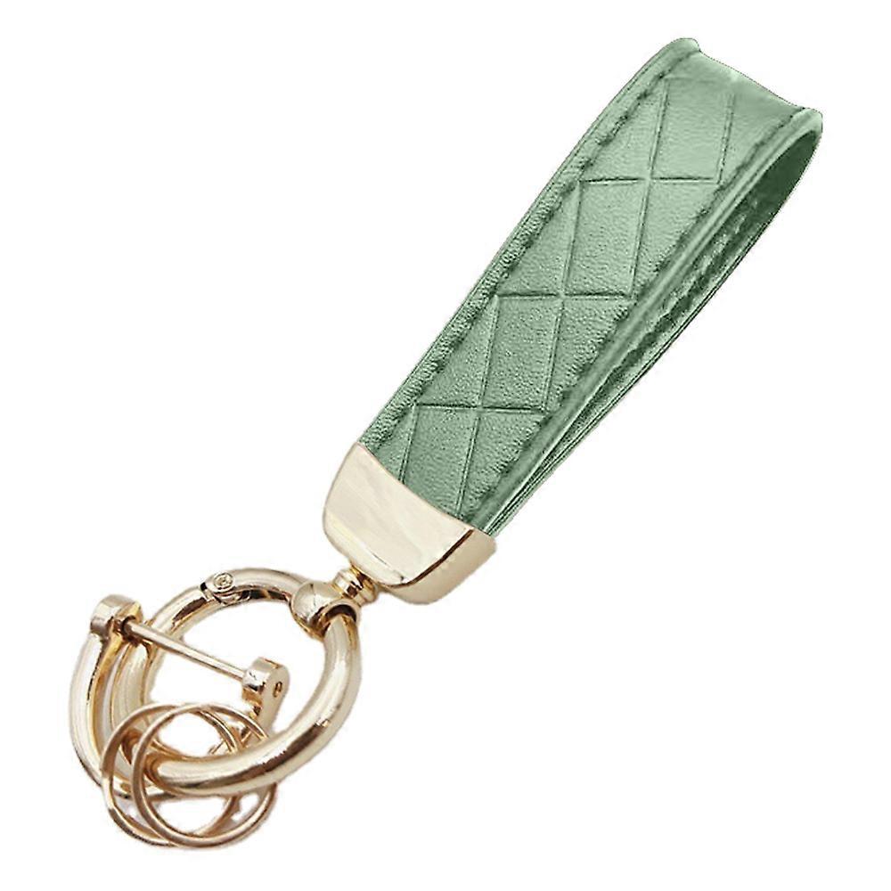 Leather Keychain Handmade Wrist Strap Fingerprint Resistant-Green