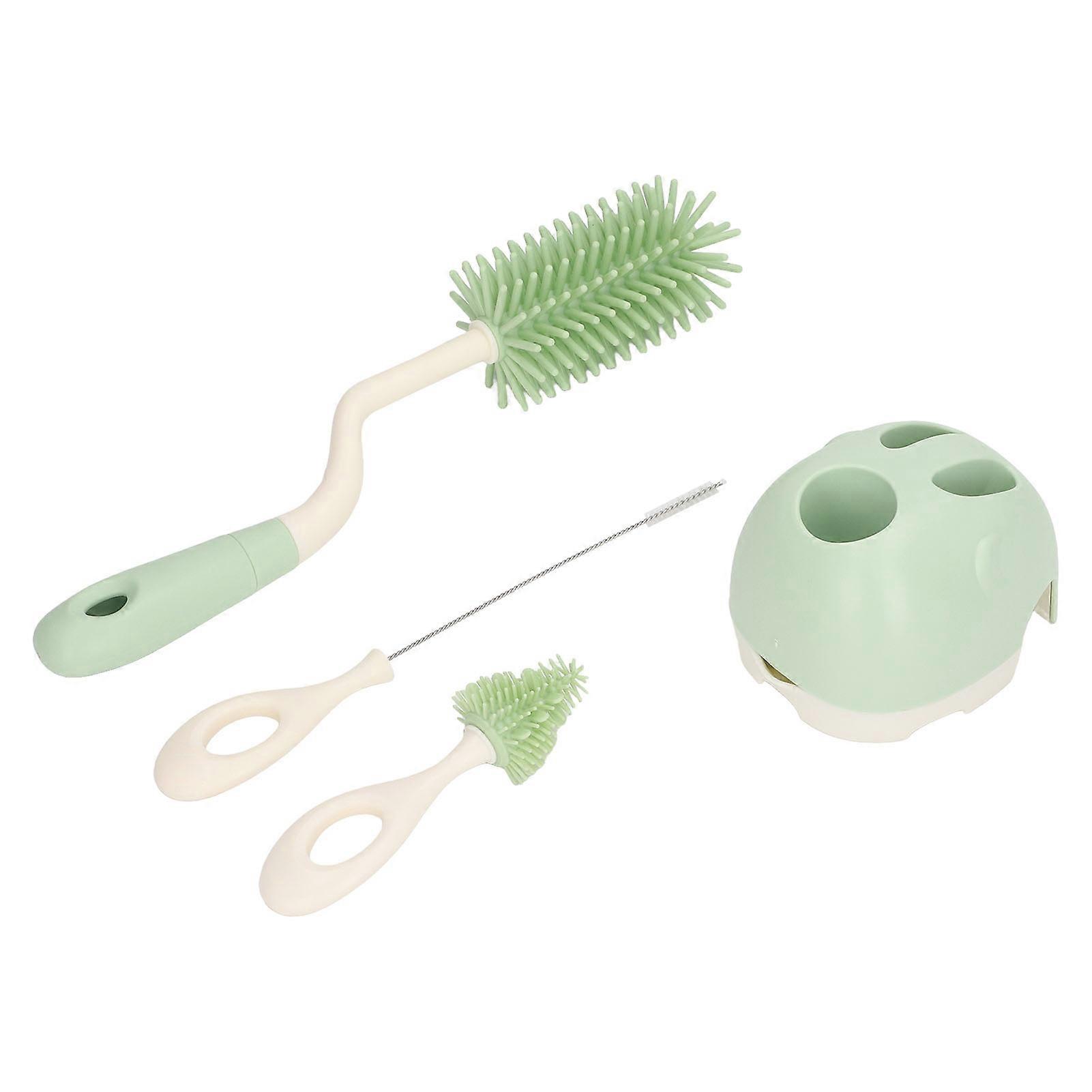 Baby Brush Set Ergonomic Handle Multipurpose Silicone Bottle Cleaning Brushes with Base for Nipple Straw