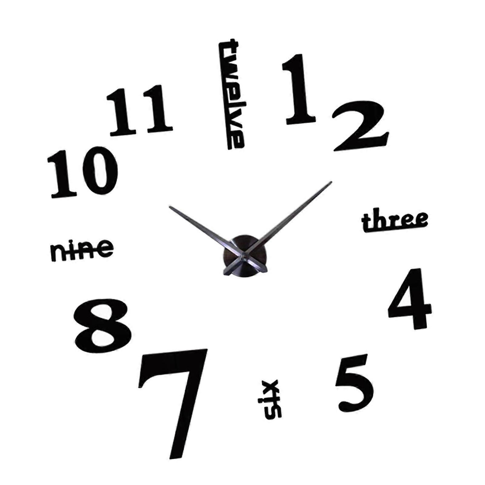 3D Wall Clock Removable Decorative Frameless Silent Hanging Digital Clock DIY