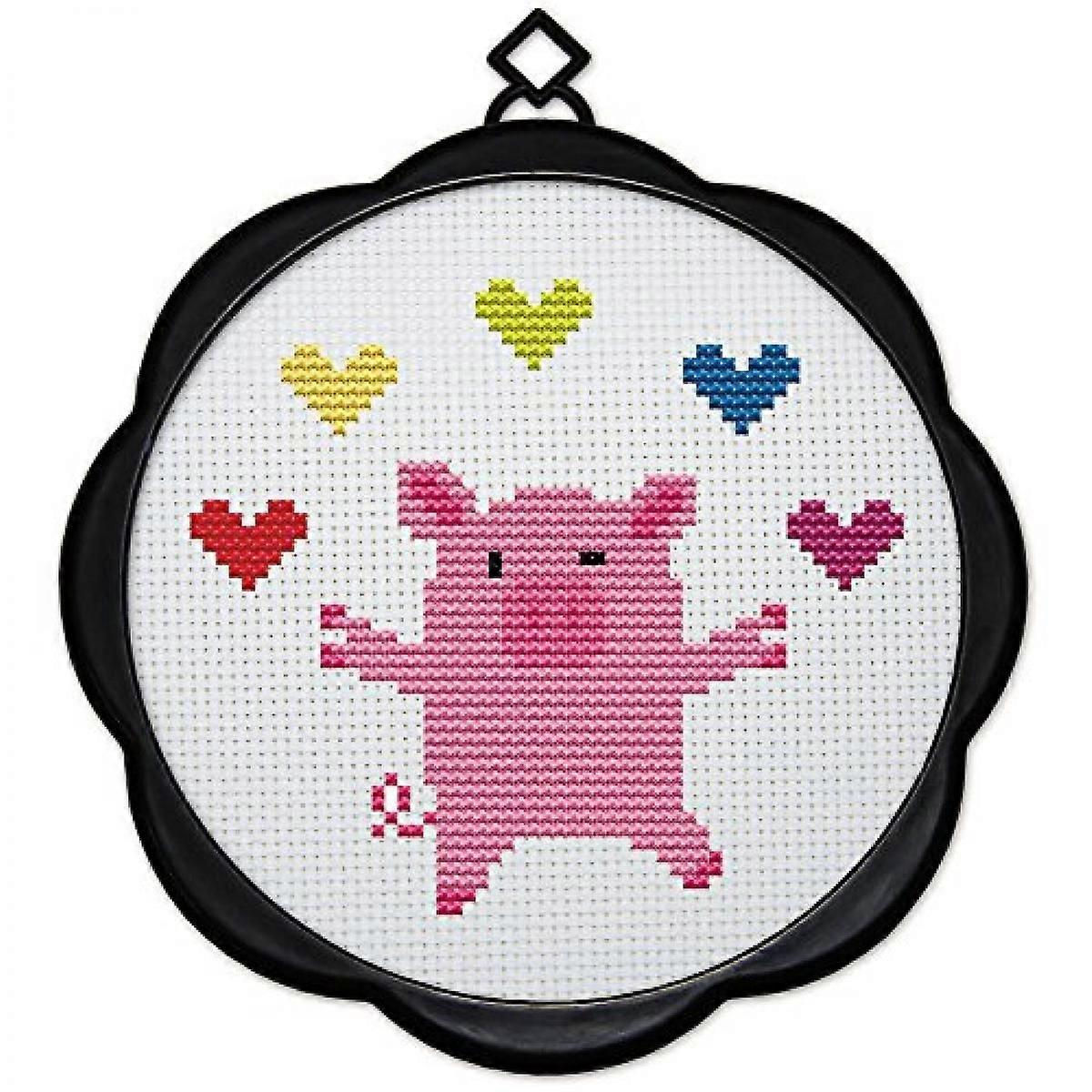 DIY Needlework Full Range of Embroidery Starter Kits Multiple Pattern Designs Stamped Cross Stitch Kits- Little Pig