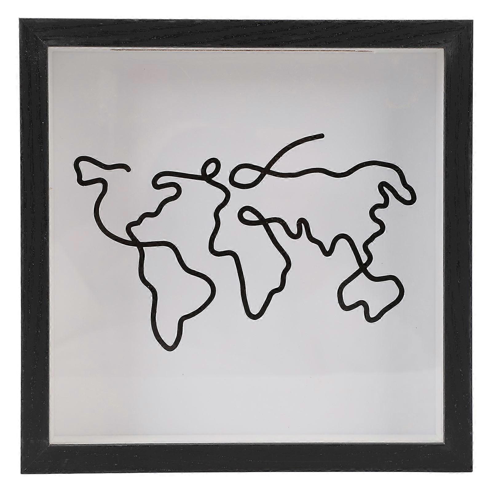Adventure Archive Box 29 X 29cm Black Frame Travel Memory Shadow Box Ticket Holder with Slot for Home Decorative Map Style Display