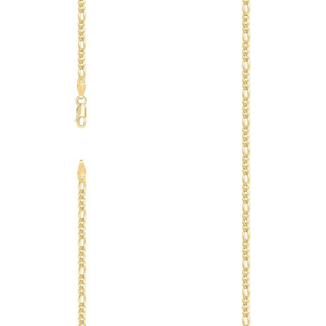 925 Sterling Silver Super Flat Figaro Chain Gold Plated 2.9mm Anklet-Anklet for Women and Men - Length: 7 to 9