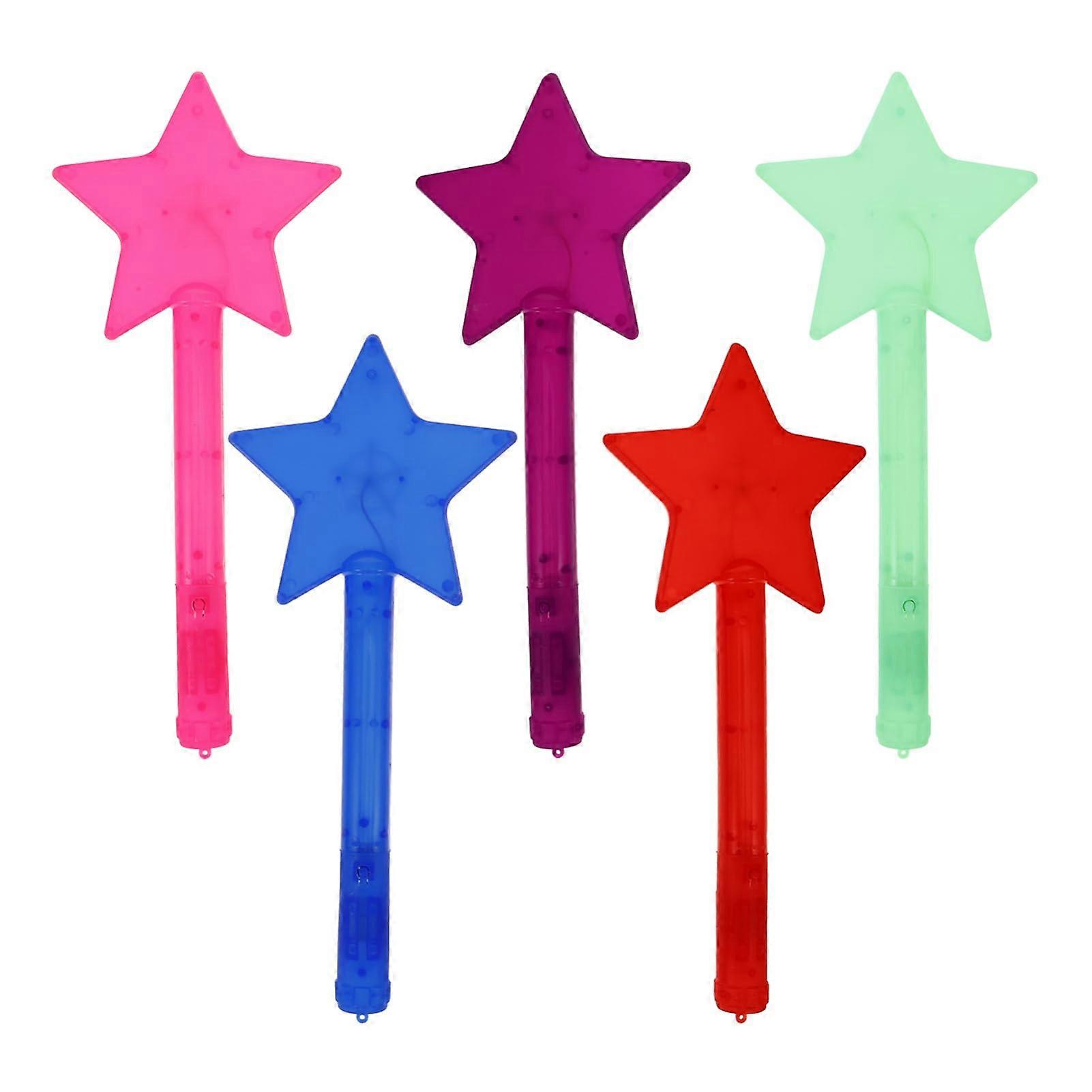 5PCS Colorful LED Star Glow Sticks Plastic Cheering Light Sticks for Parties Concerts Festivals and Emergency Use Vibrant Display