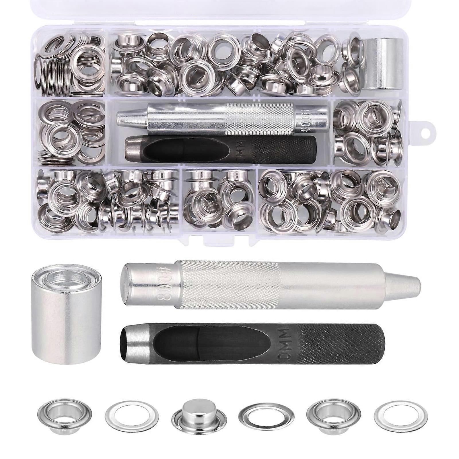 Kits d’outils à œillets en métal pour chaussures en cuir en tissu 120 ensembles d’œillets Kits d’œillets avec outil de perforation Kits de poinçonnage d’œillets