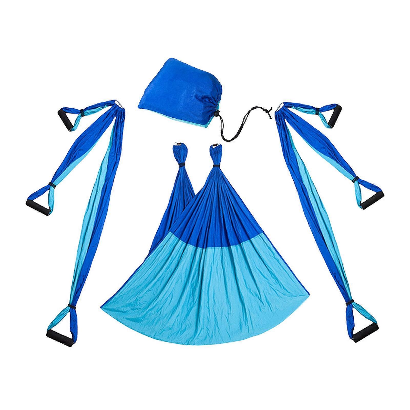 Yoga Hammocks with Adjustable Strap and Handle Nylon Texture Suitable for Core Strength Training High Weight Capacity  Double blue