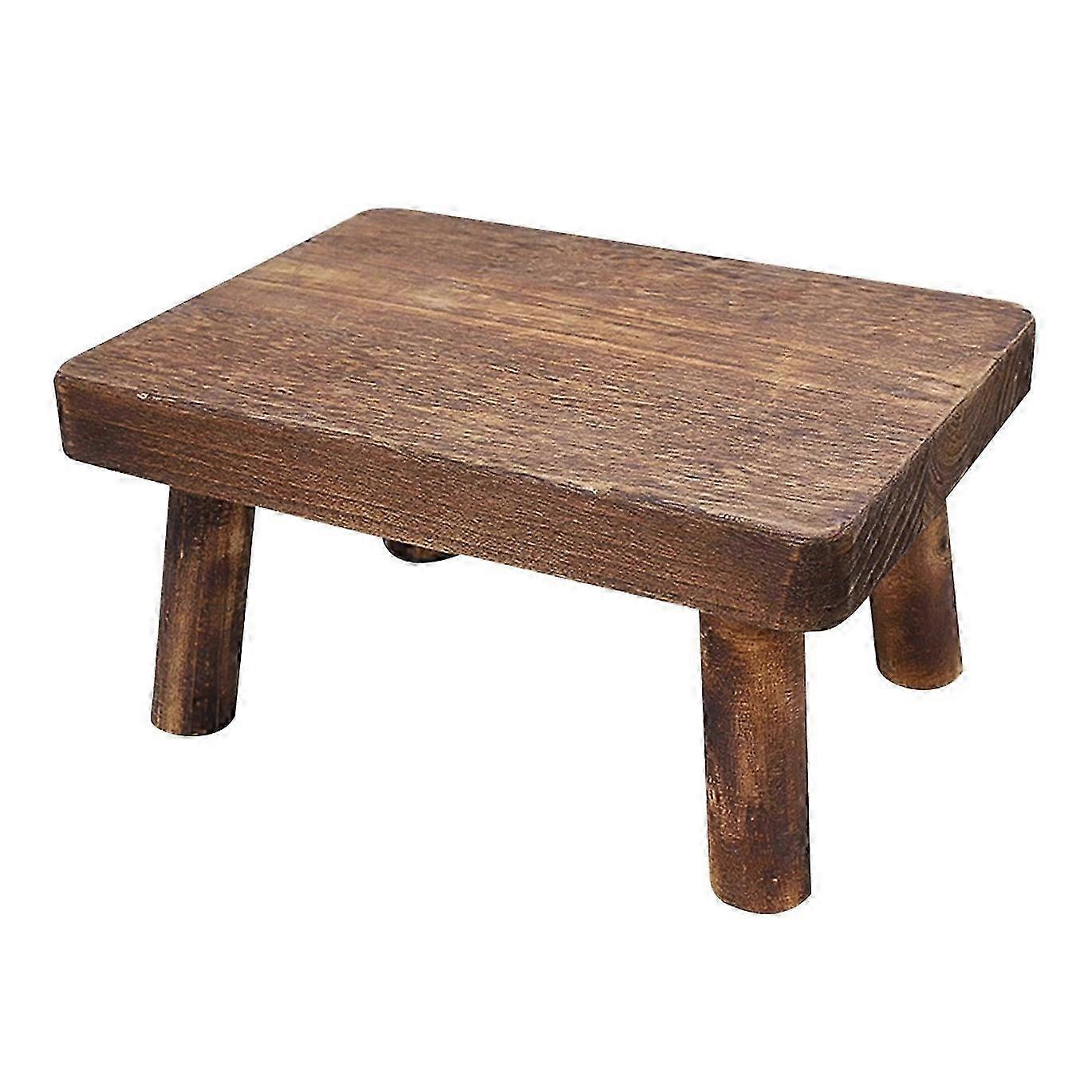 Solid Wood Step Stool for Kitchen Living Room Closet, Sturdy Multi-Use Stool with Rustic Design