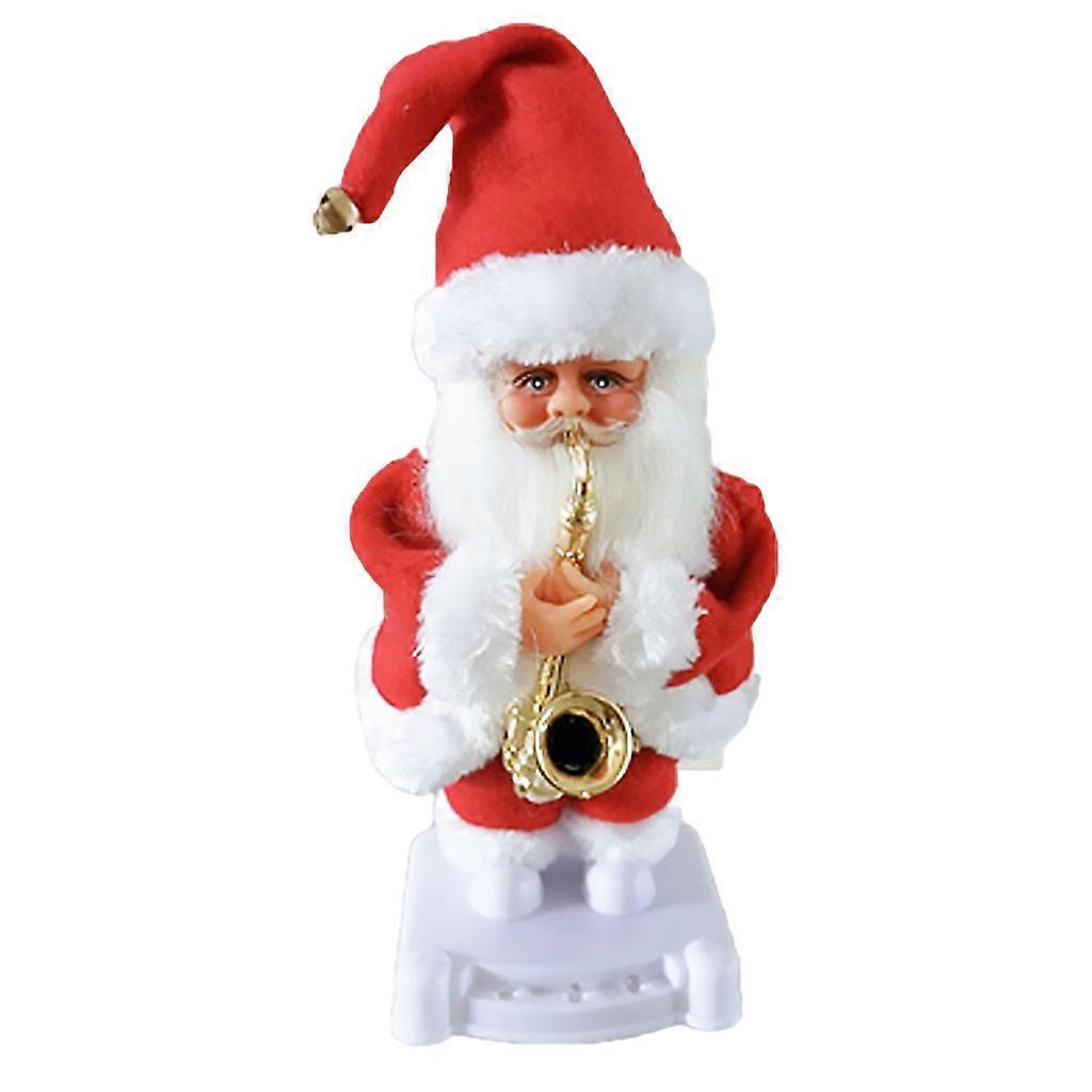 Animated Electric Santa Claus Dancing Singing Doll Dashboard Bookshelf Table Top