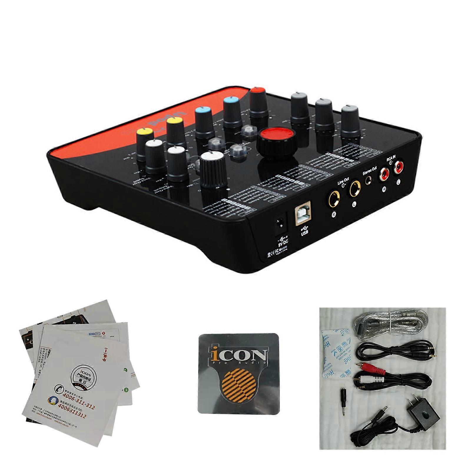 Stereo Sound Audio Mixer Multi-Purpose Audio Interface for Recording Live Stream Connect with Smartphone Laptop