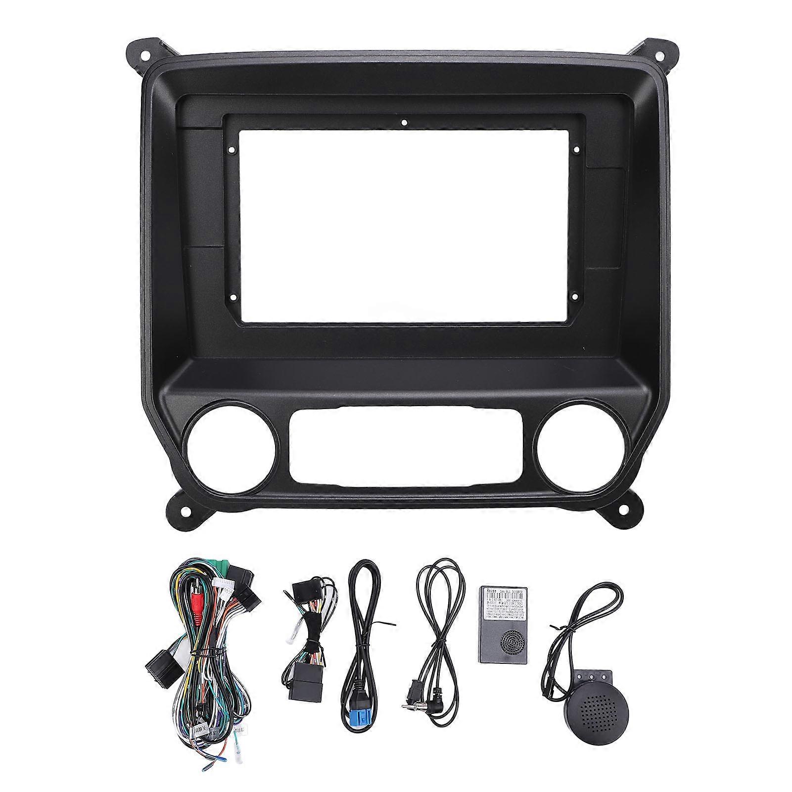 BOROCO 10.1in 2Din Car Radio Stereo Panel Frame Stylish Look Navigation Fascia Dash Panel Frame for 1500 2500 3500 2014 to 2018 (With power cord)