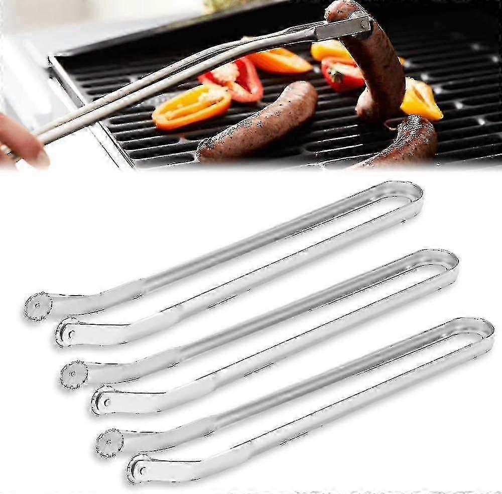 Bbq Sausage Turning Tongs, Stainless Steel Sausage Tongs, Long Handle Kitchen Tongs For Turning Bacon Steak Meat Vegetables