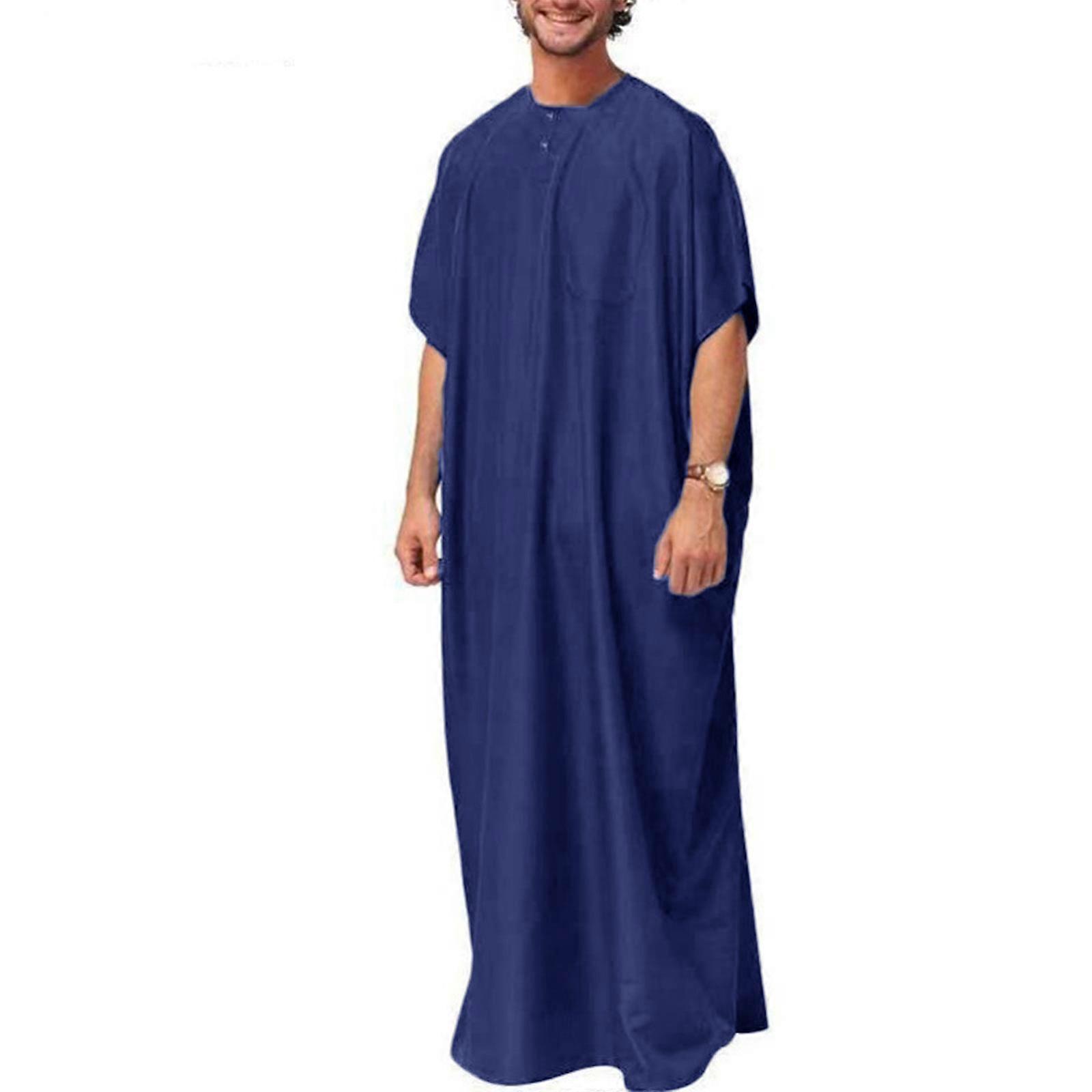 מוסלמי זכר חולצה עיד המזרח התיכון ג'ובה ג'ובה מידות גדולות מוסלמי לבוש מוסלמי חלוקים עם שרוולים קצרים לארבע עונות חאקי XL
