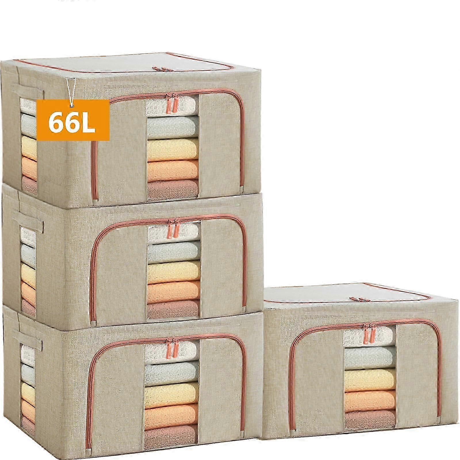 4 Pack Large Stackable Foldable Storage Bags 66L for Closet Organizer