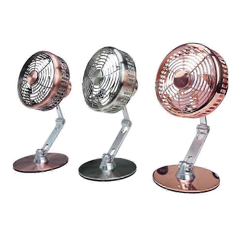Small fan for Desktop Ultra-Quiet,metal retro design,portable desk fan adjustable