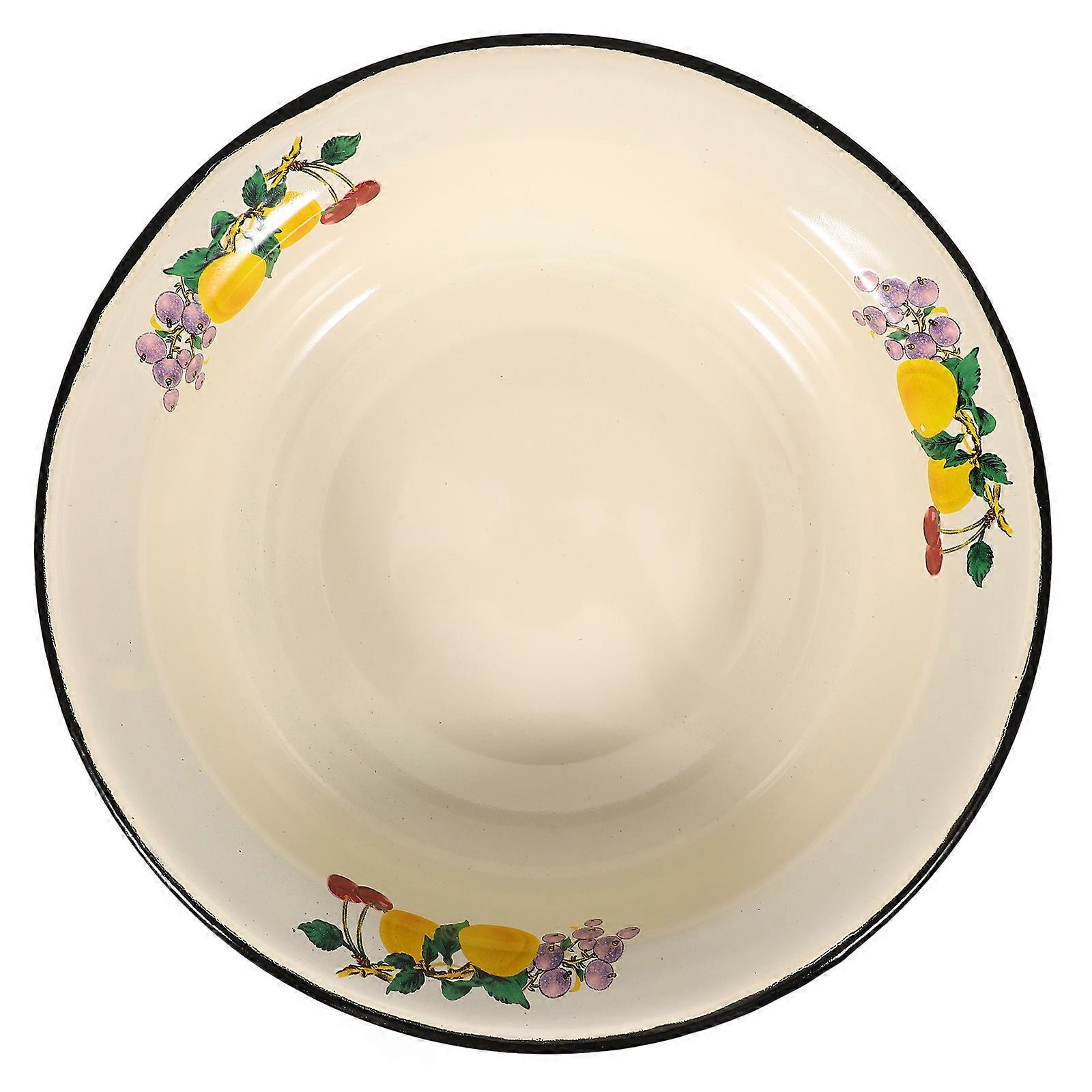 It sounds like you're describing or looking for a **vintage style thick enamel soup bowl**—a deep basin often used in kitchens for serving, mixing,