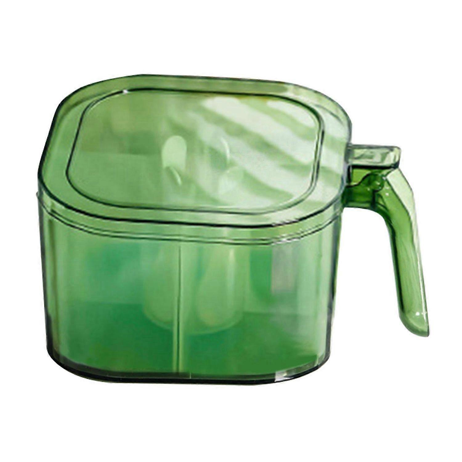 Spice Box 4 Compartments Dust-Proof Easy To Refill Spice Dispenser Condiment Container For Sugar, Salt, Spices, Green One Piece