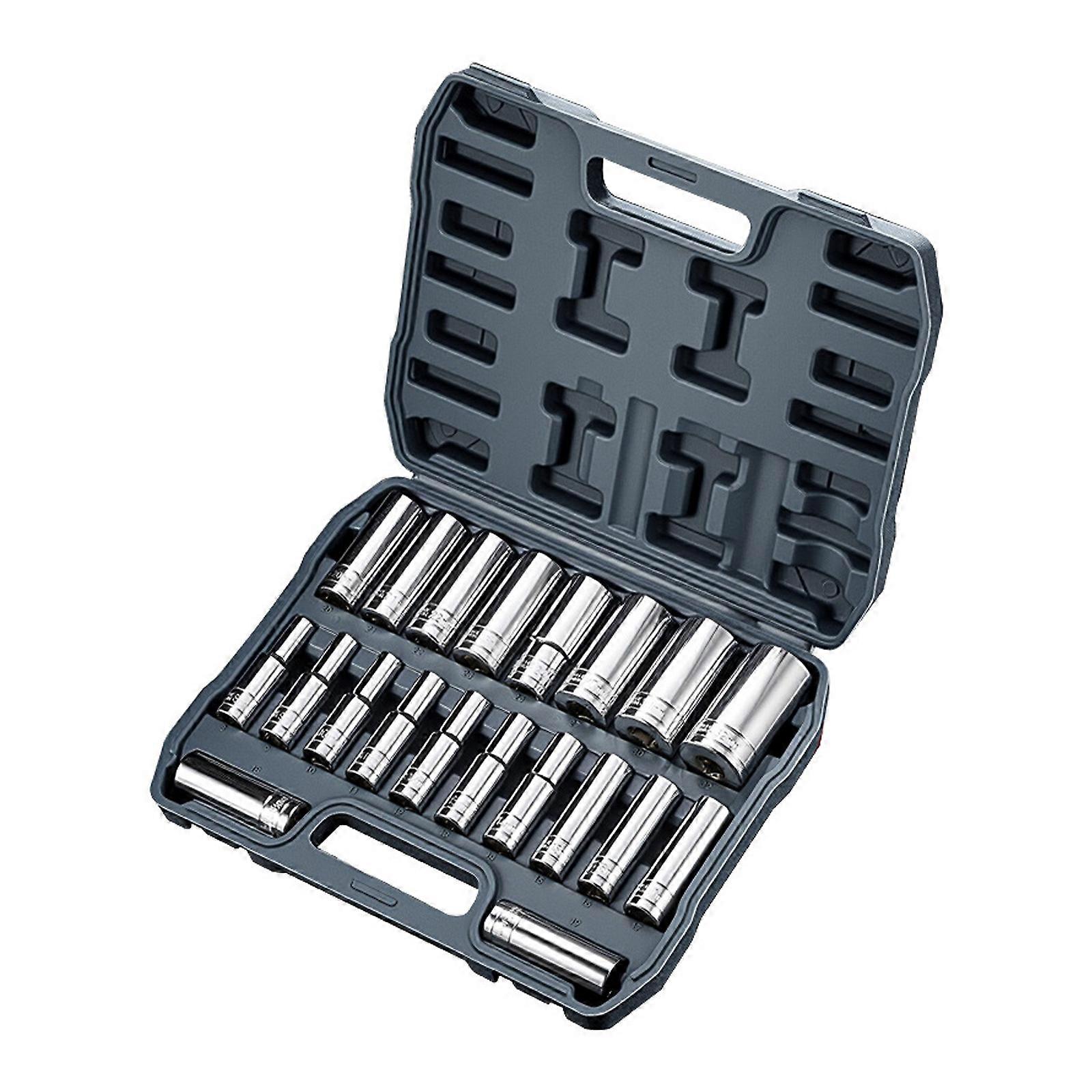 Professional 20 Piece 1/2" Drive 6 Point 8-32mm Extended Electric Wrench Impact Socket Set For Mechanics And Contractors Multicolor