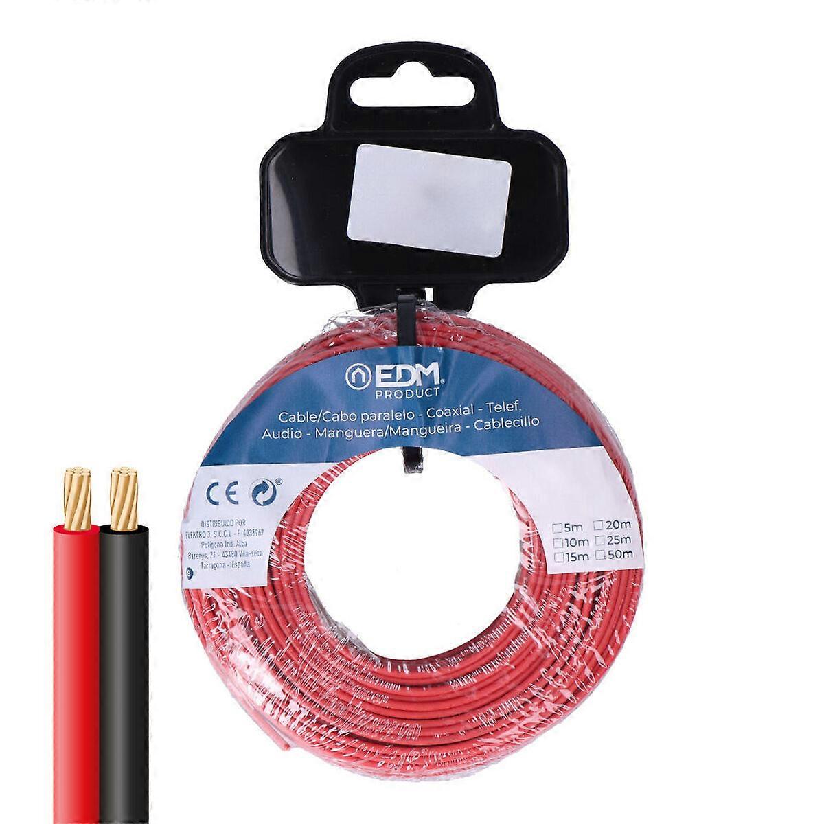 Flat parallel cable EDM 28708 Black Red 20 m 2 x 1 mm