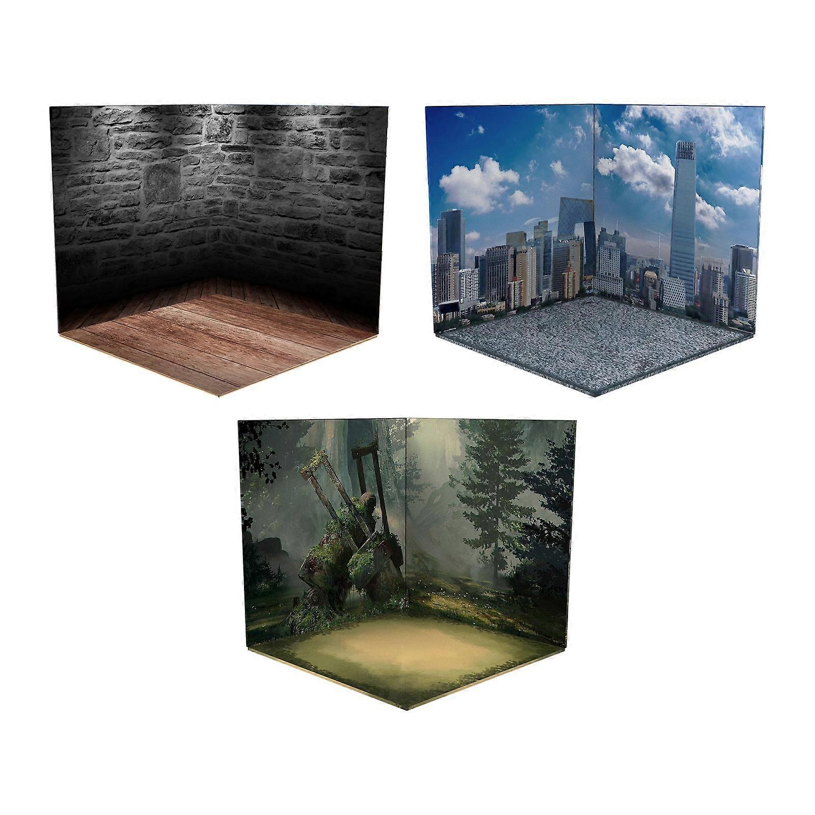 3 Pieces 1/12 Scale Japanese Style Backdrop Scene Display Collection Parking