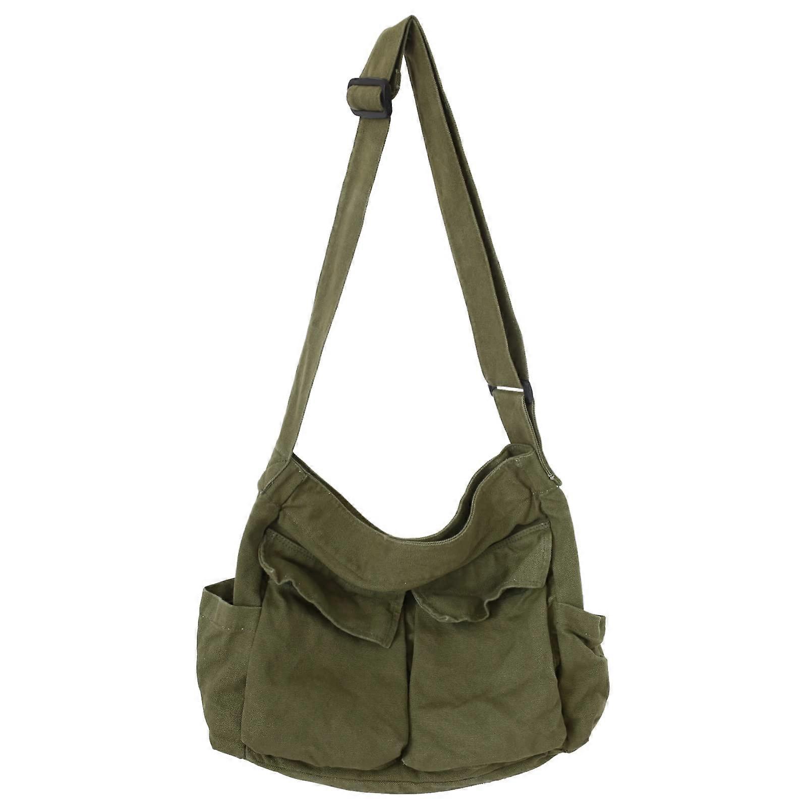 Canvas Messenger Bag Large Hobo Crossbody Tote With Pocket Unisex Large Capacity Durable Canvas Adjustable Strap