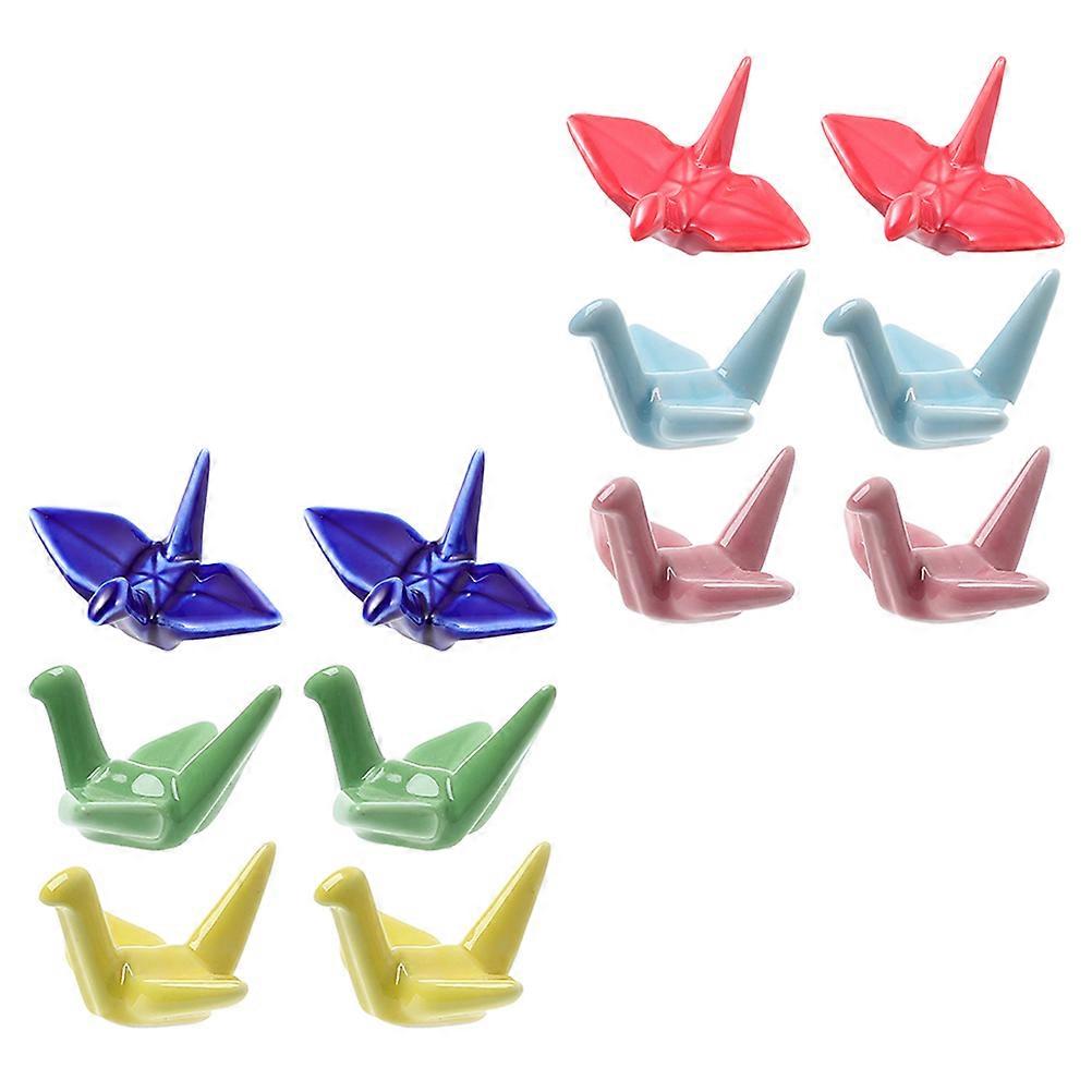 12pcs Paper Crane Ceramic Chopsticks Racks and Spoon Fork Rests