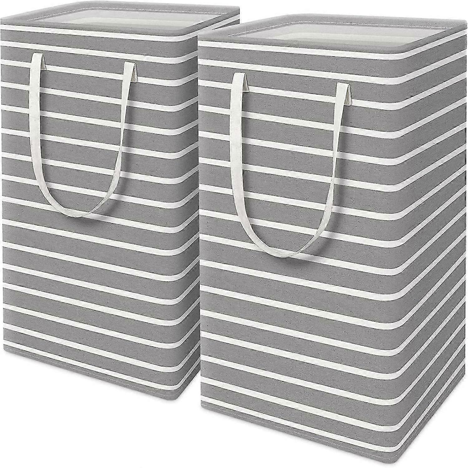 Cesta de ropa independiente de 75L Cesta de ropa plegable e impermeable (gris) 2 piezas