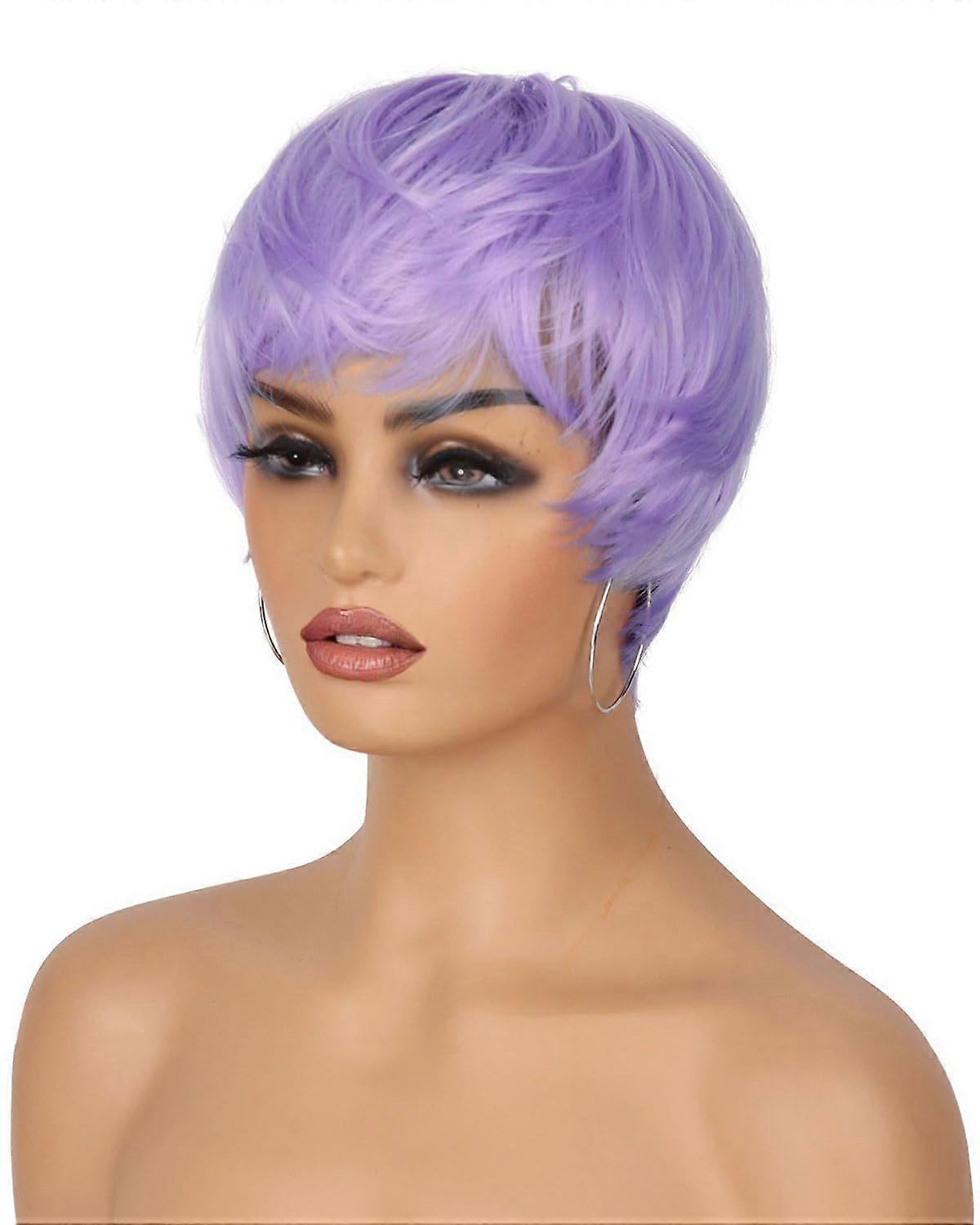 2025 Latest Model Purple Pixie Cut Wigs for Black White Women Short Colored Pixie Wigs Hea