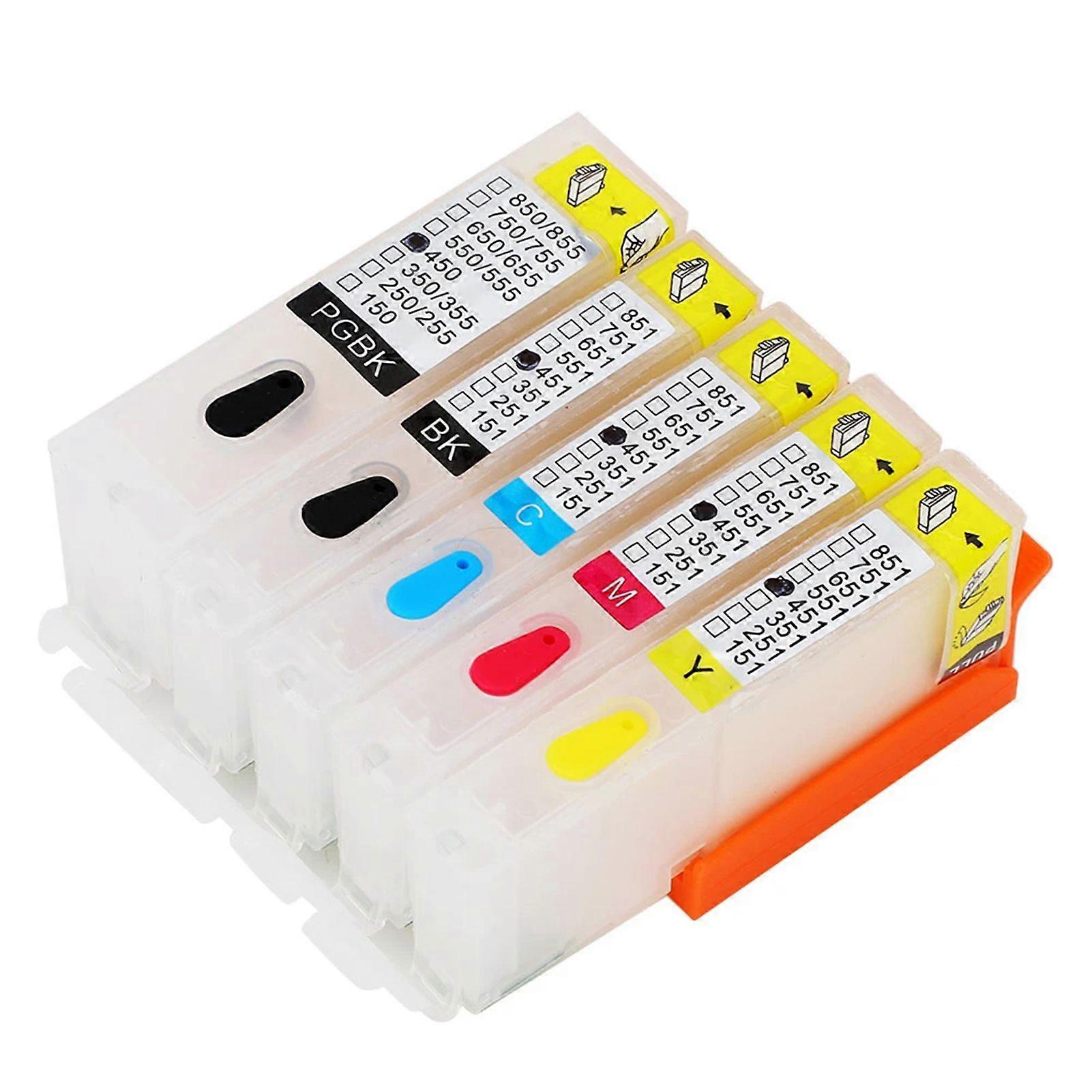 5pcs/Set Empty Refillable Ink Cartridges Replacement for Canon-Compatible IP7240 MG5440 MG6340 Printer